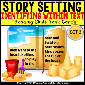 IDENTIFY SETTING IN TEXT Task Cards TASK BOX FILLER ACTIVITIES Autism and Special Needs